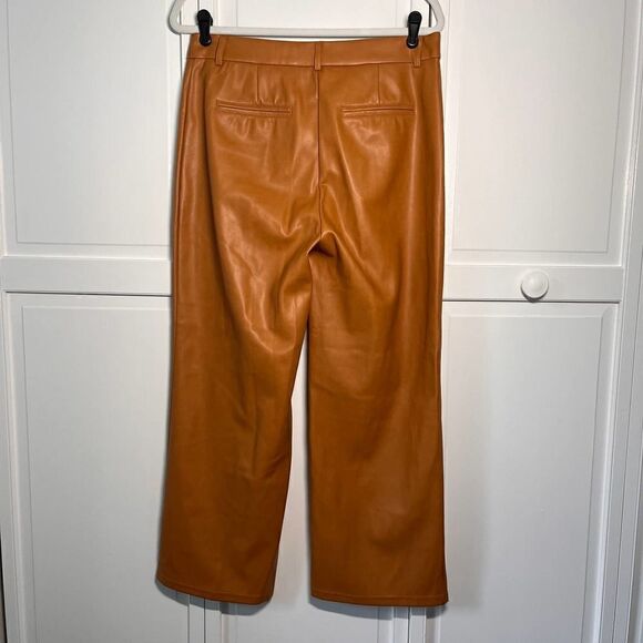 7 For All Mankind Camel Faux Leather Lined Front Stitched Leather PantSize Large - Picture 5 of 14